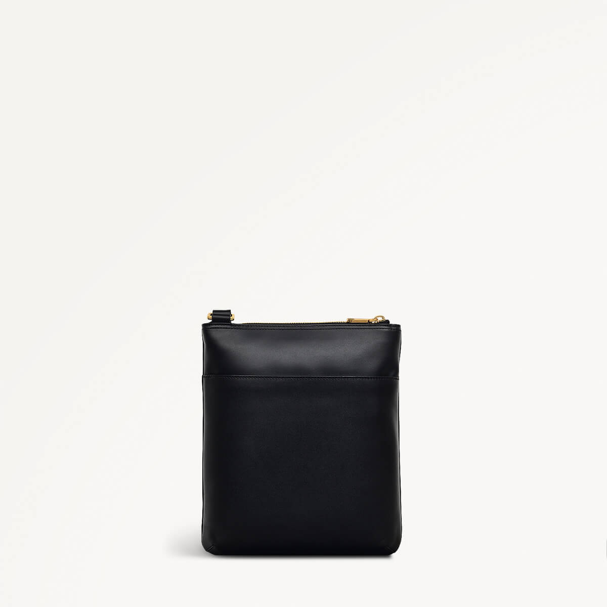 Pockets Leather Medium Ziptop Cross Body Bag in Black - 110618