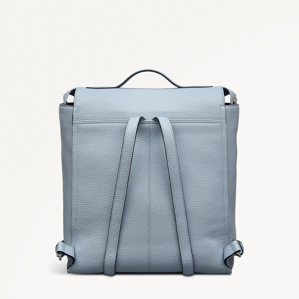 Oak Street Leather Medium Ziptop Backpack in Smoke Blue - 110642