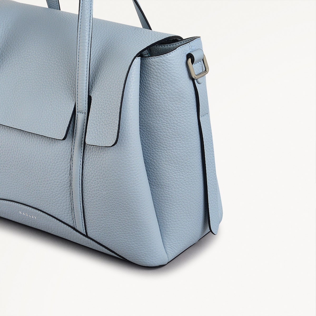 The Chancery Leather Medium Flapover Grab Bag in Smoke Blue - 110644