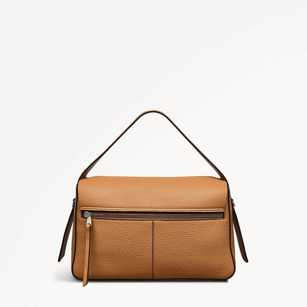 De Beauvoir Leather Medium Ziptop Grab Bag in Dark Butter - 110645