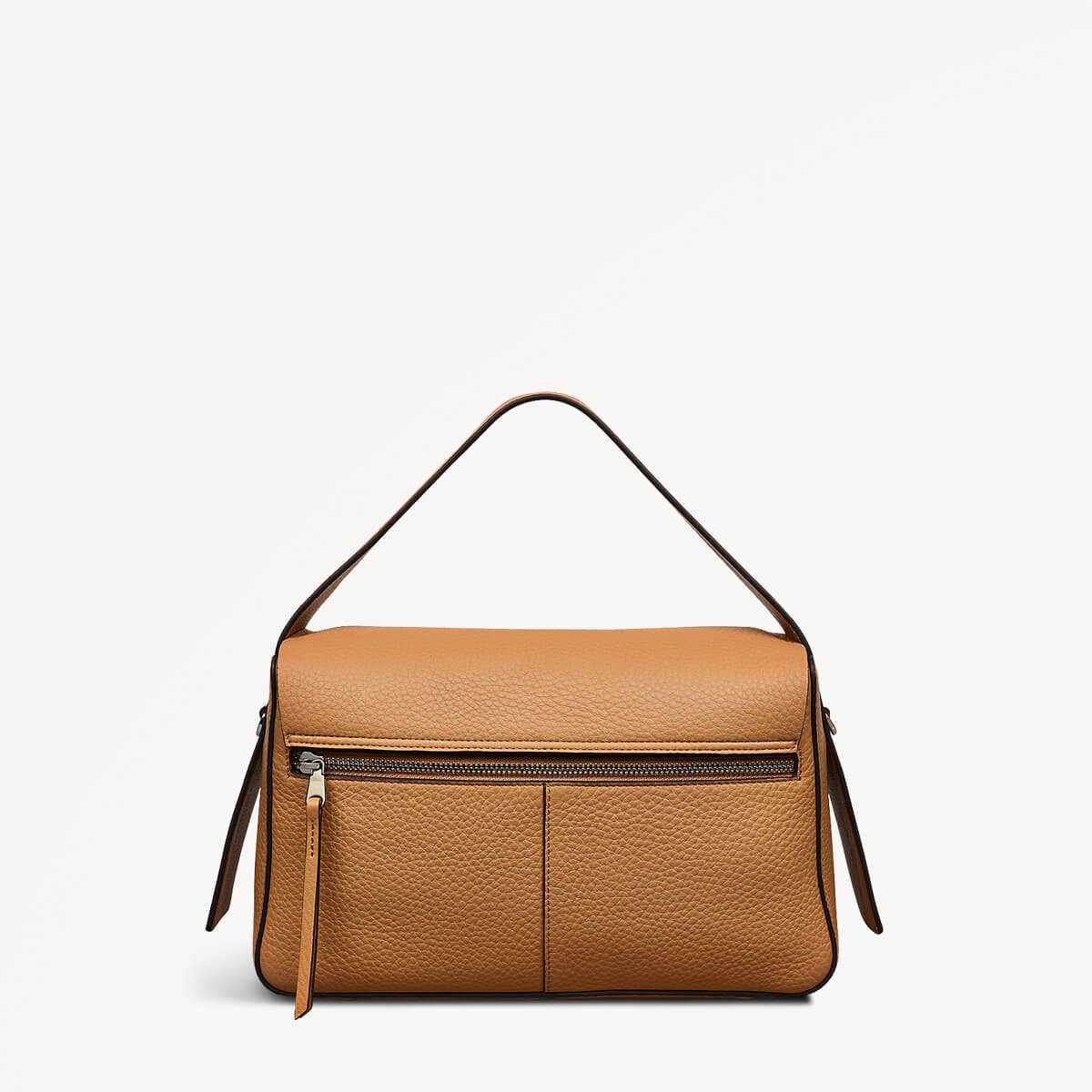 De Beauvoir Leather Medium Ziptop Grab Bag in Dark Butter - 110645
