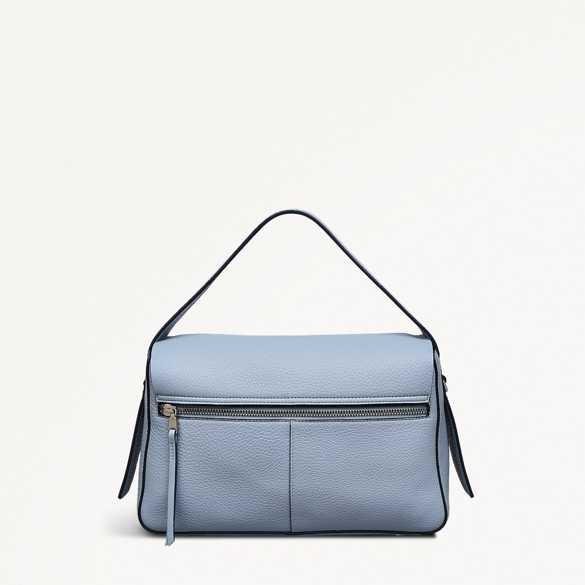 De Beauvoir Leather Medium Ziptop Grab Bag in Smoke Blue - 110646