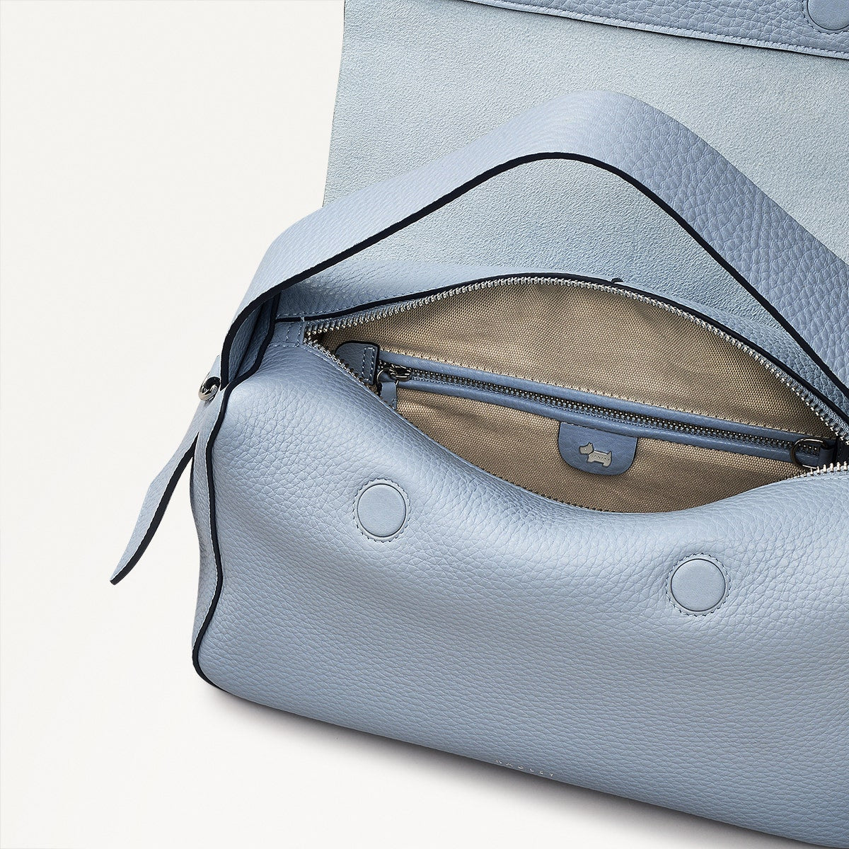 De Beauvoir Leather Medium Ziptop Grab Bag in Smoke Blue - 110646