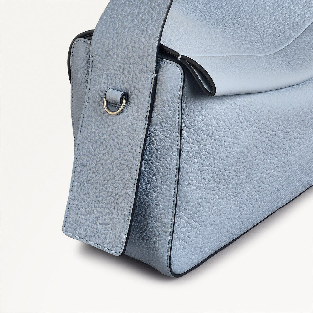 De Beauvoir Leather Medium Ziptop Grab Bag in Smoke Blue - 110646