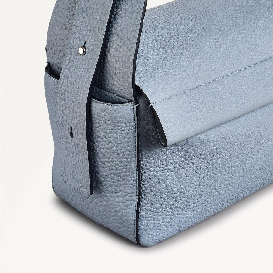 De Beauvoir Leather Medium Ziptop Shoulder Bag in Smoke Blue - 110647