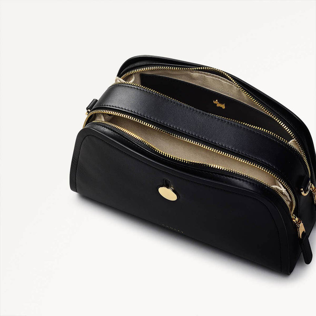 Bathurst Mews Leather Small Ziptop Crossbody Bag in Black - 110648