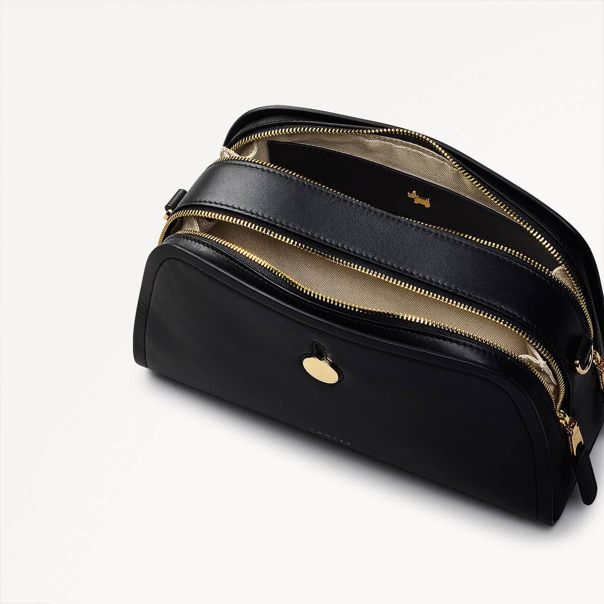 Bathurst Mews Leather Small Ziptop Crossbody Bag in Black - 110648