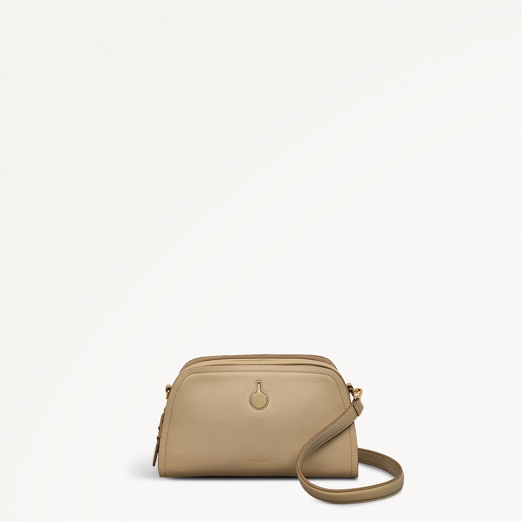 Bathurst Mews Leather Small Ziptop Crossbody Bag in Stone - 110650