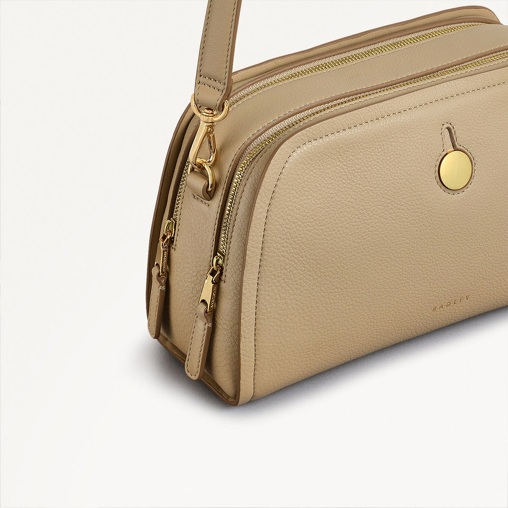 Bathurst Mews Leather Small Ziptop Crossbody Bag in Stone - 110650