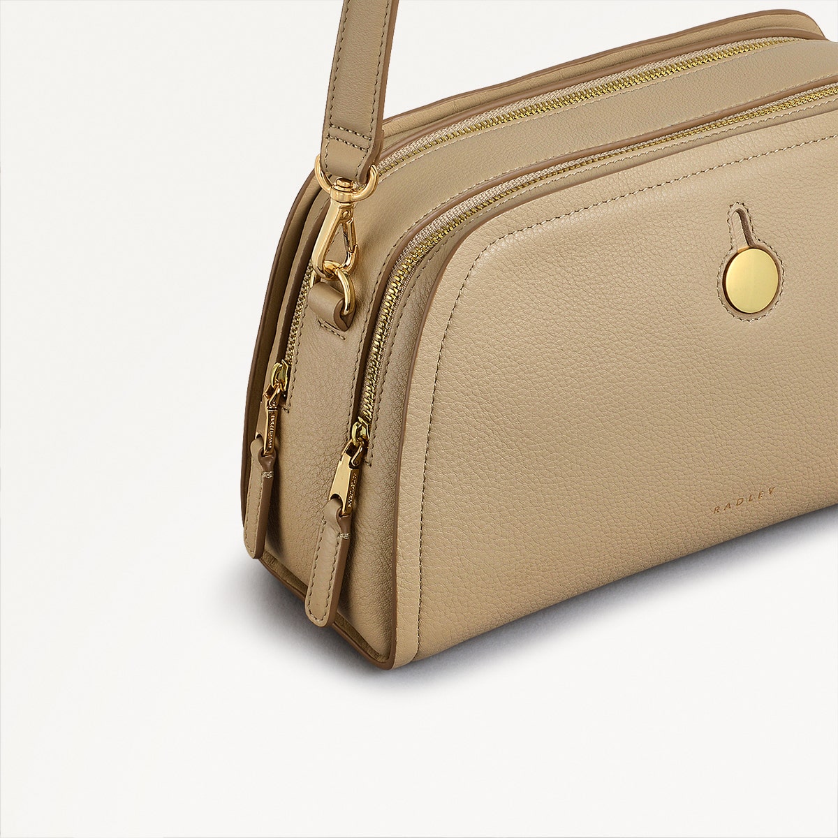 Bathurst Mews Leather Small Ziptop Crossbody Bag in Stone - 110650