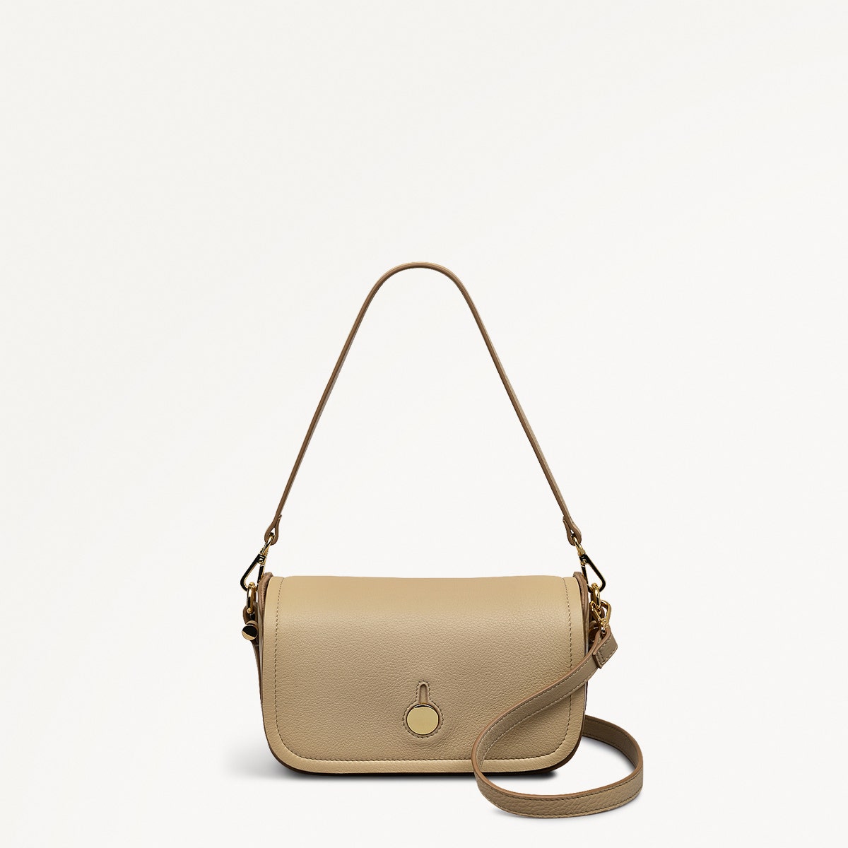 Bathurst Mews Leather Small Flapover Crossbody Bag in Stone - 110652