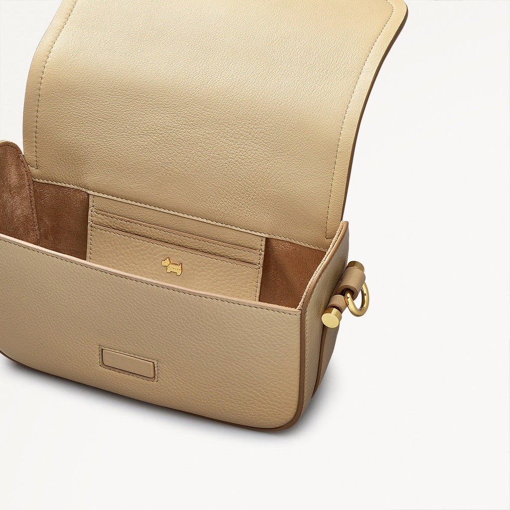 Bathurst Mews Leather Small Flapover Crossbody Bag in Stone - 110652