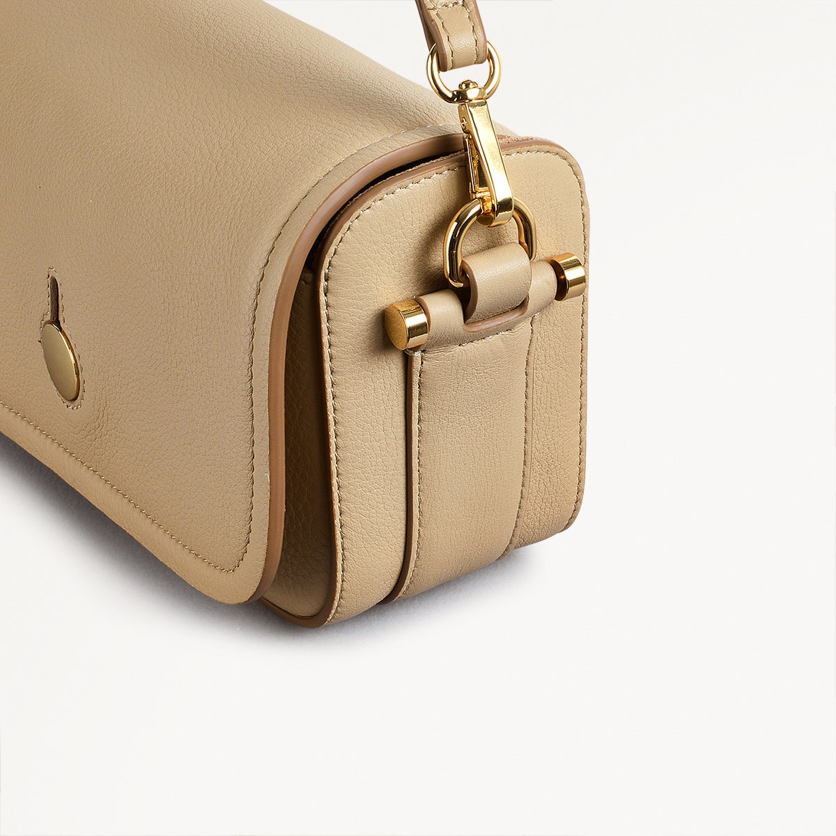 Bathurst Mews Leather Small Flapover Crossbody Bag in Stone - 110652