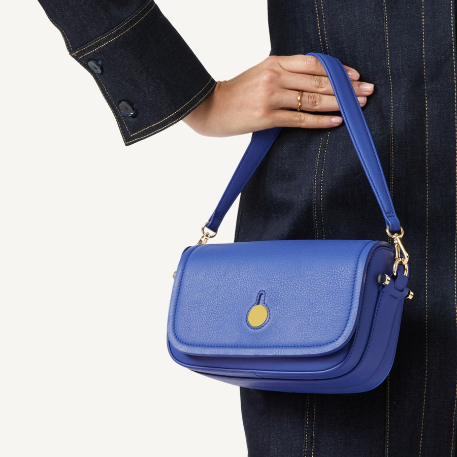Bathurst Mews Leather Small Flapover Crossbody Bag in Yves Blue - 110653