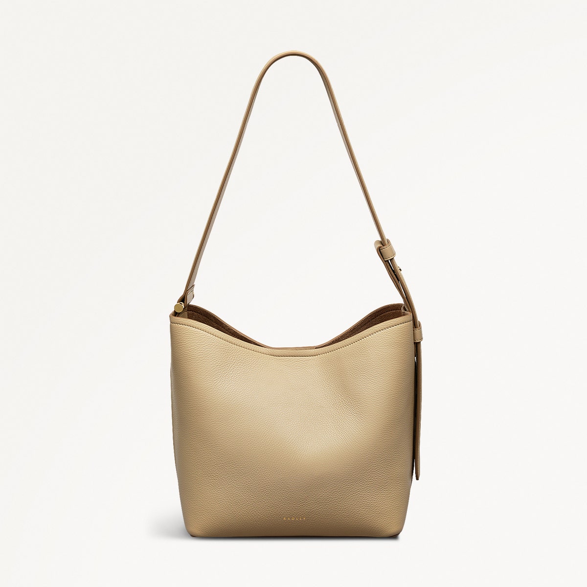 Bathurst Mews Leather Medium Ziptop Shoulder Bag in Stone - 110655