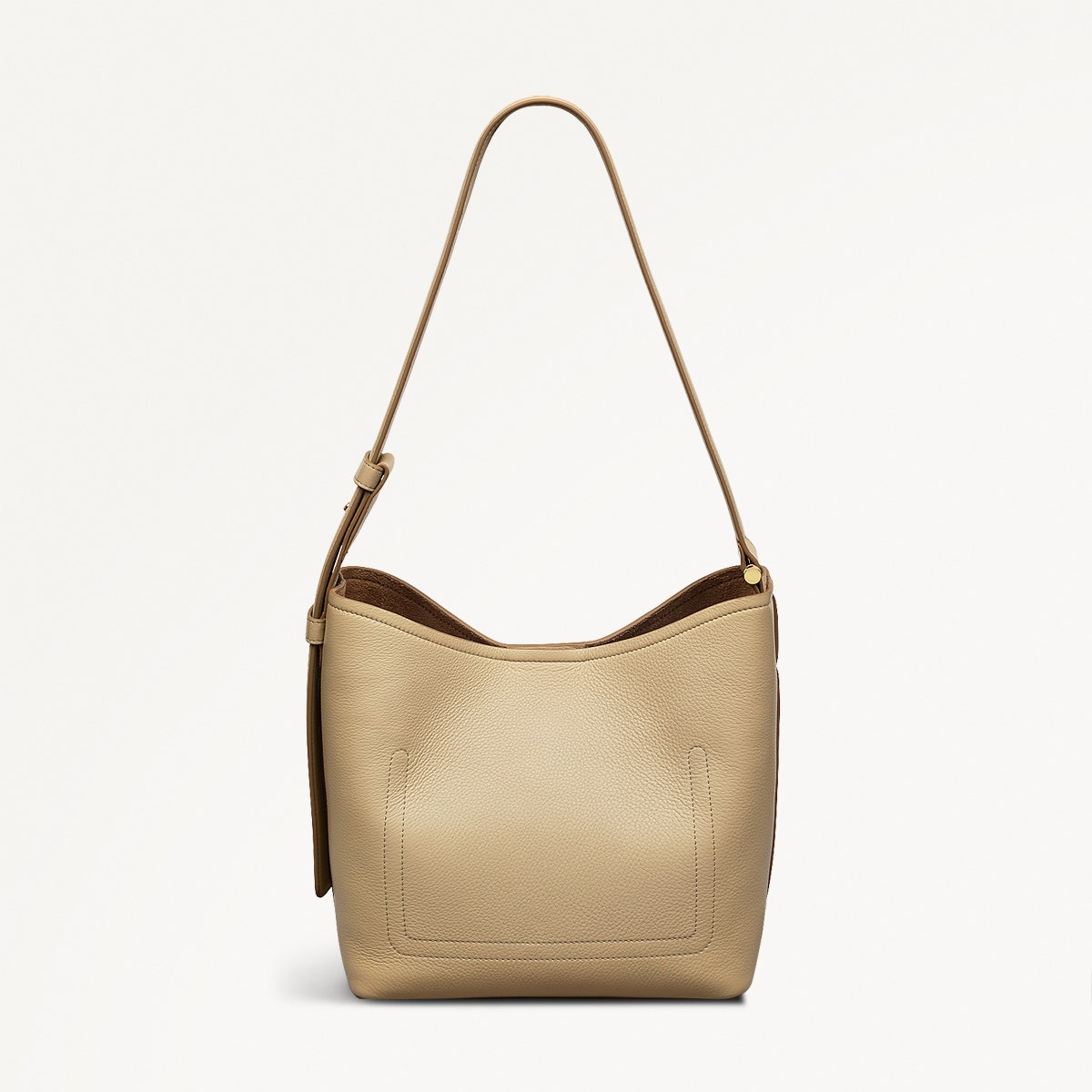 Bathurst Mews Leather Medium Ziptop Shoulder Bag in Stone - 110655