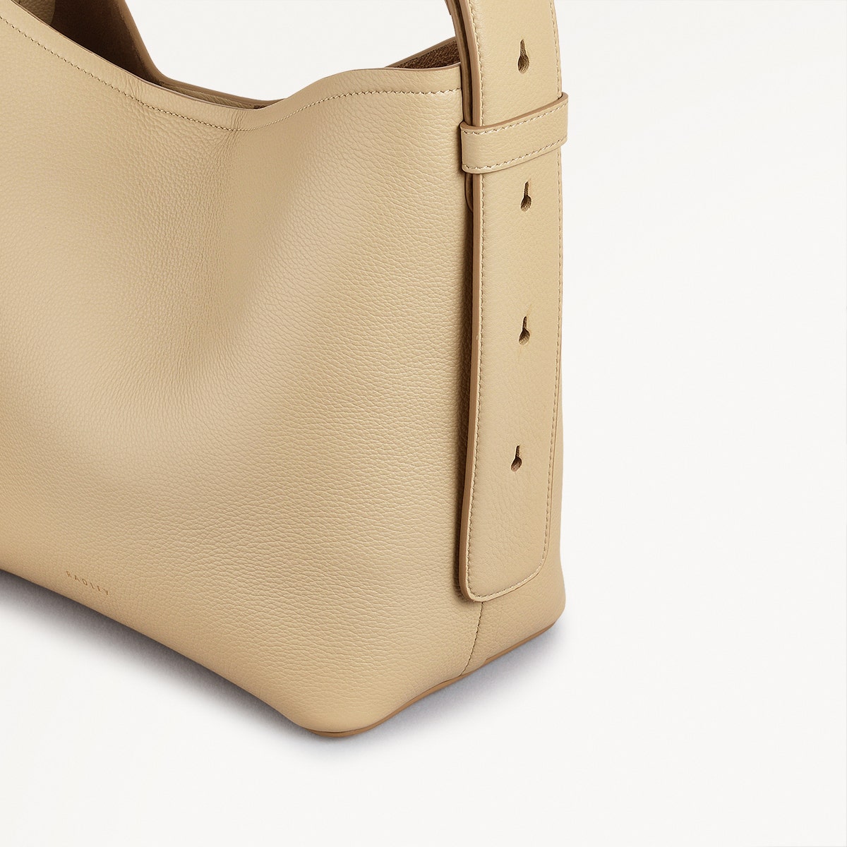 Bathurst Mews Leather Medium Ziptop Shoulder Bag in Stone - 110655