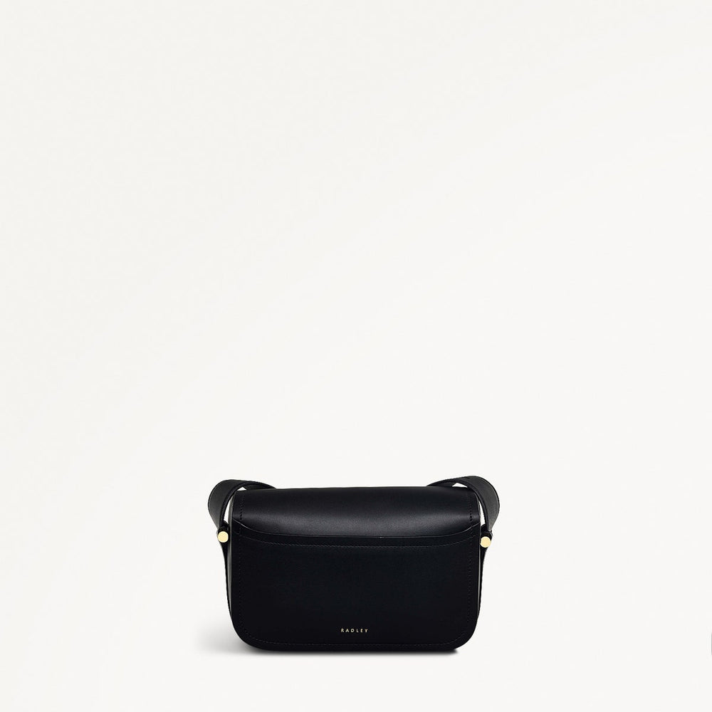 Bathurst Mews Leather Medium Flapover Crossbody Bag in Black - 110656