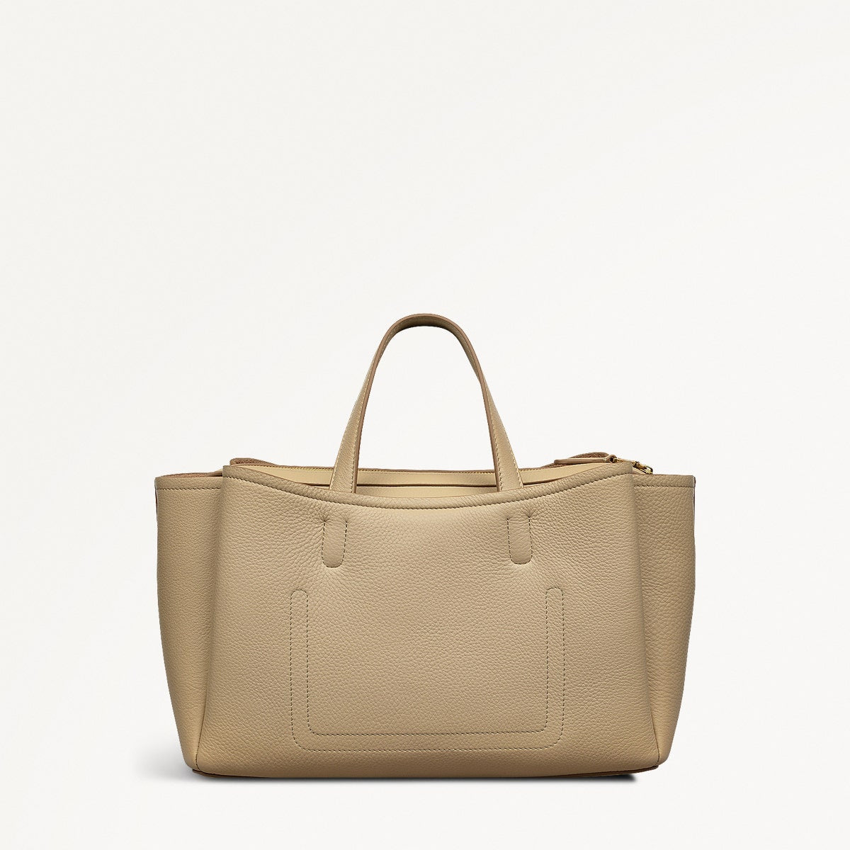 Bathurst Mews Leather Medium Ziptop Grab Bag in Stone - 110659