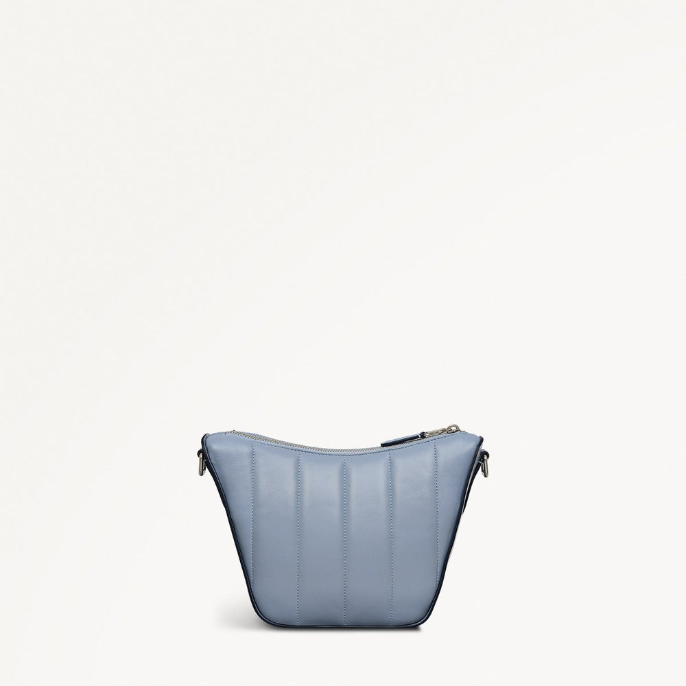 Oak Street Leather Small Ziptop Crossbody Bag in Smoke Blue - 110660