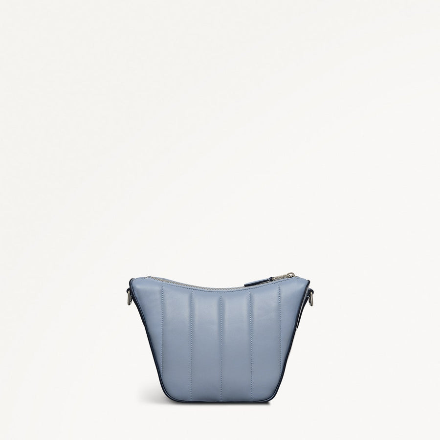 Oak Street Leather Small Ziptop Crossbody Bag in Smoke Blue - 110660