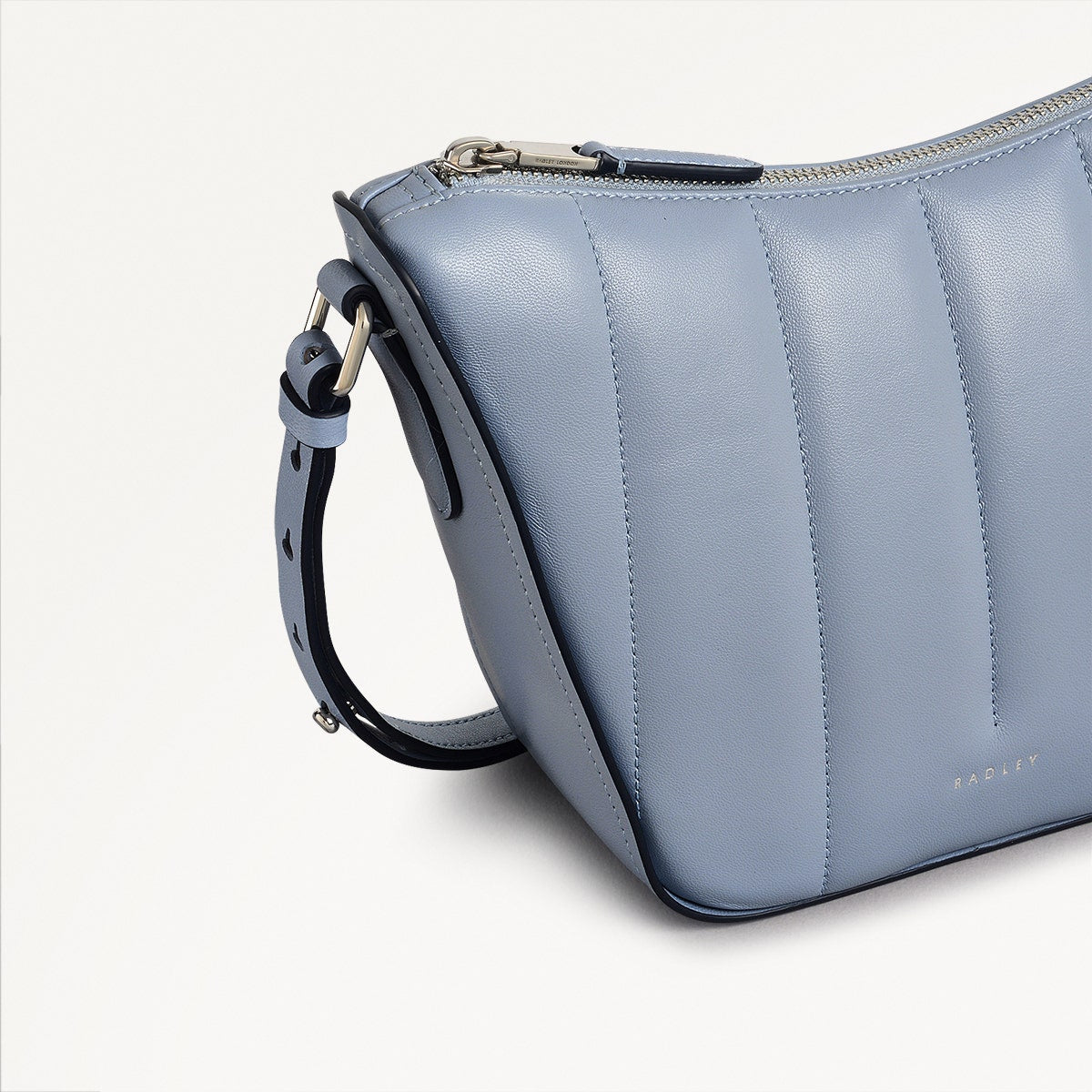 Oak Street Leather Small Ziptop Crossbody Bag in Smoke Blue - 110660