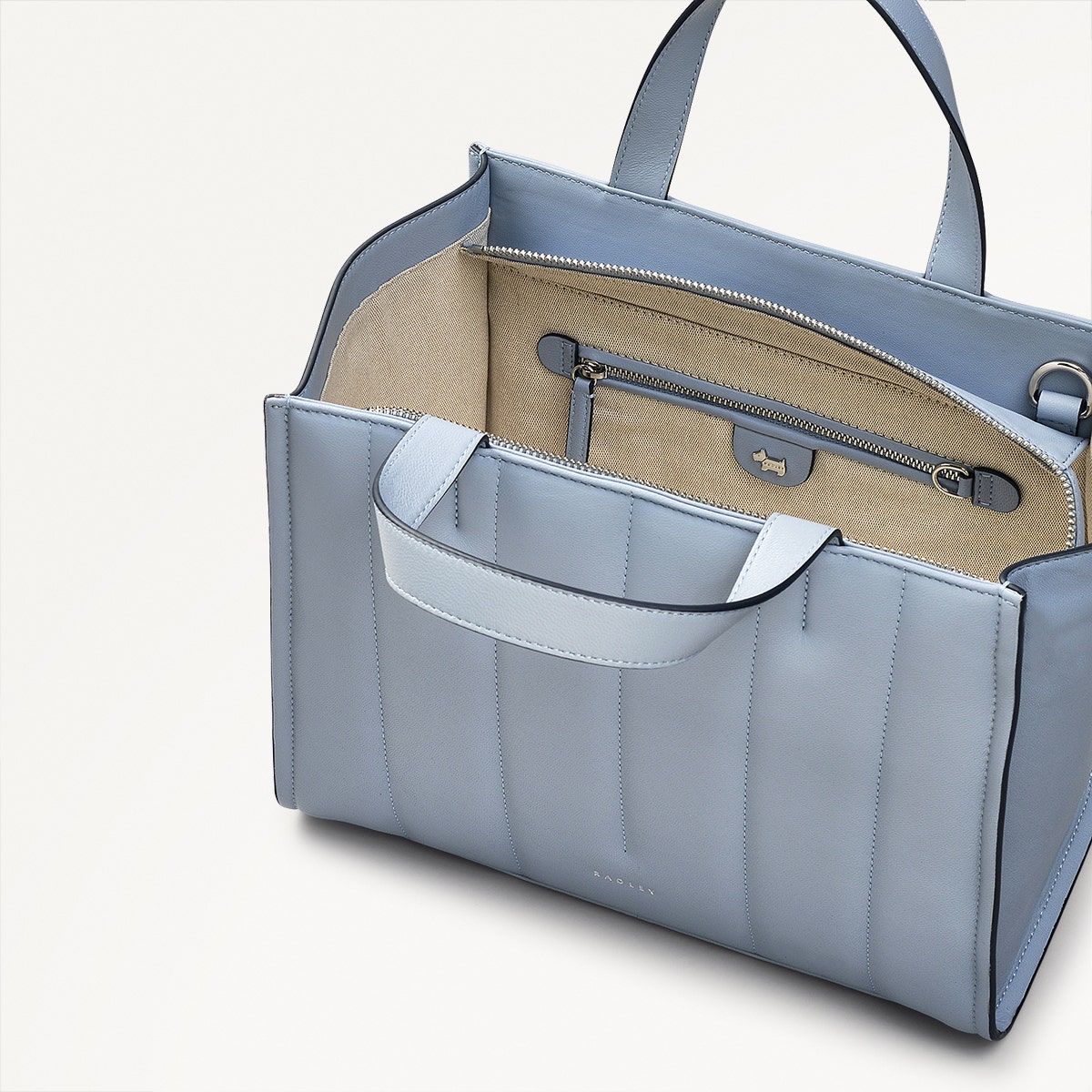 Oak Street Leather Medium Ziptop Grab Bag in Smoke Blue - 110661