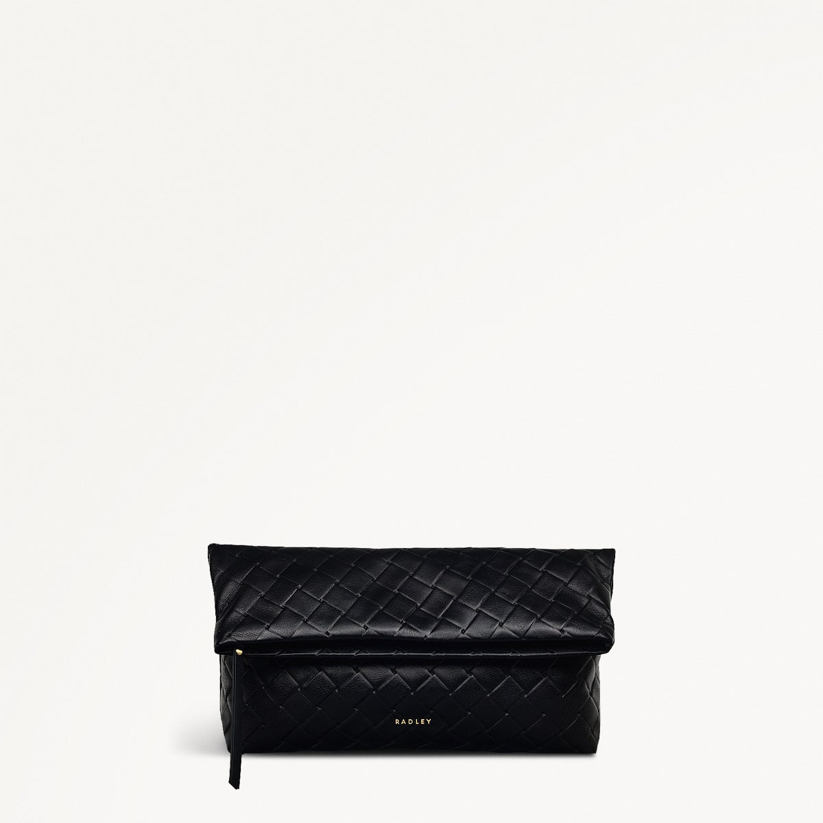Weaver Lane Leather Medium Flapover Clutch Bag in Black - 110662