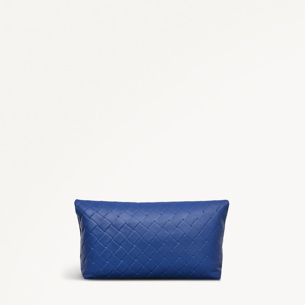 Weaver Lane Leather Medium Flapover Clutch Bag in Yves Blue - 110663