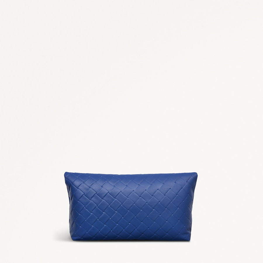 Weaver Lane Leather Medium Flapover Clutch Bag in Yves Blue - 110663