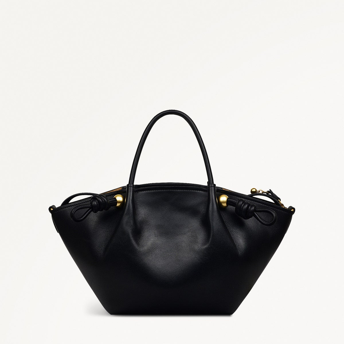 The Romilly Leather Medium Ziptop Grab Bag in Black - 110665