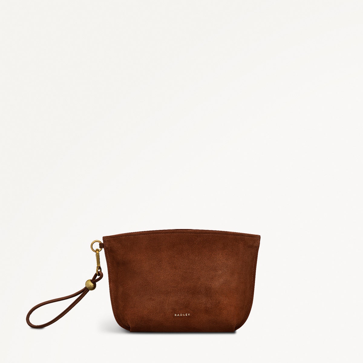 The Romilly Leather Medium Ziptop Clutch Bag in Saddle - 110668