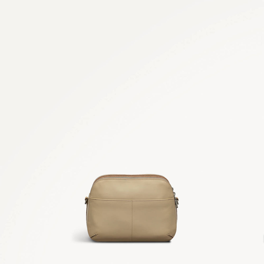 Dukes Place Leather Medium Ziptop Cross Body Bag in Stone - 110669