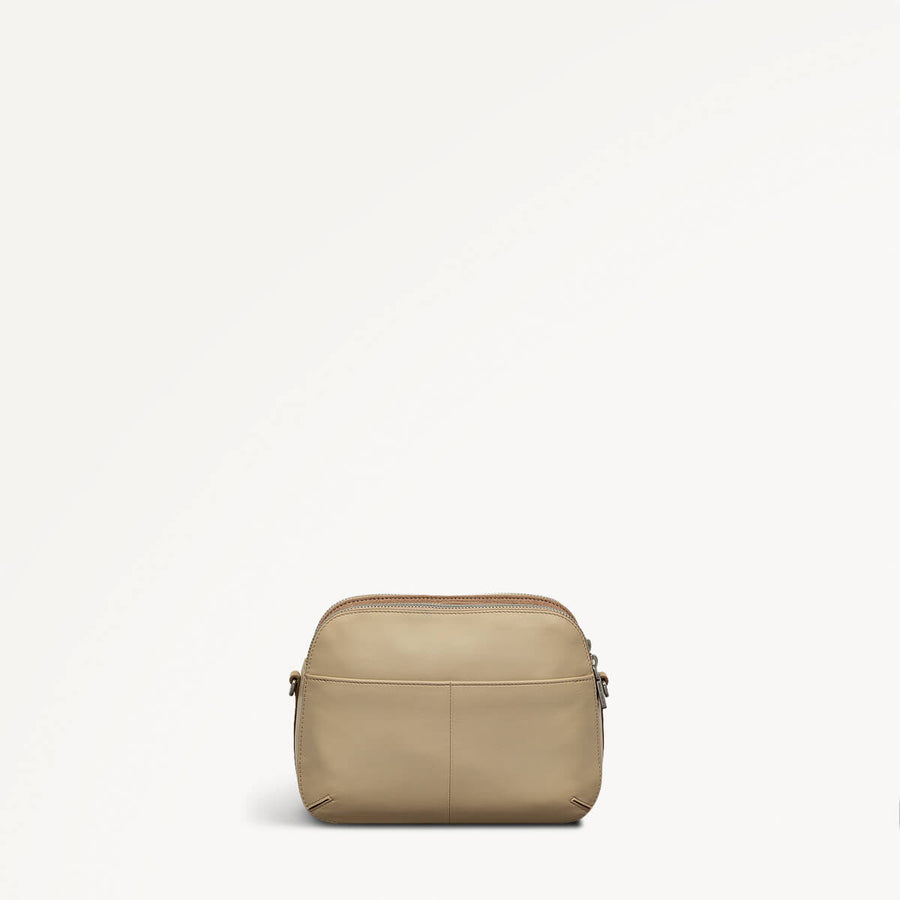 Dukes Place Leather Medium Ziptop Cross Body Bag in Stone - 110669