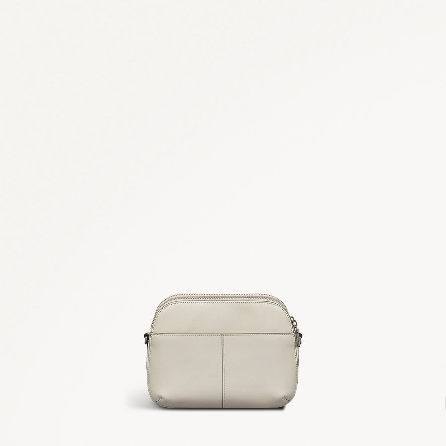Dukes Place Leather Medium Ziptop Cross Body Bag in Chalk - 110673
