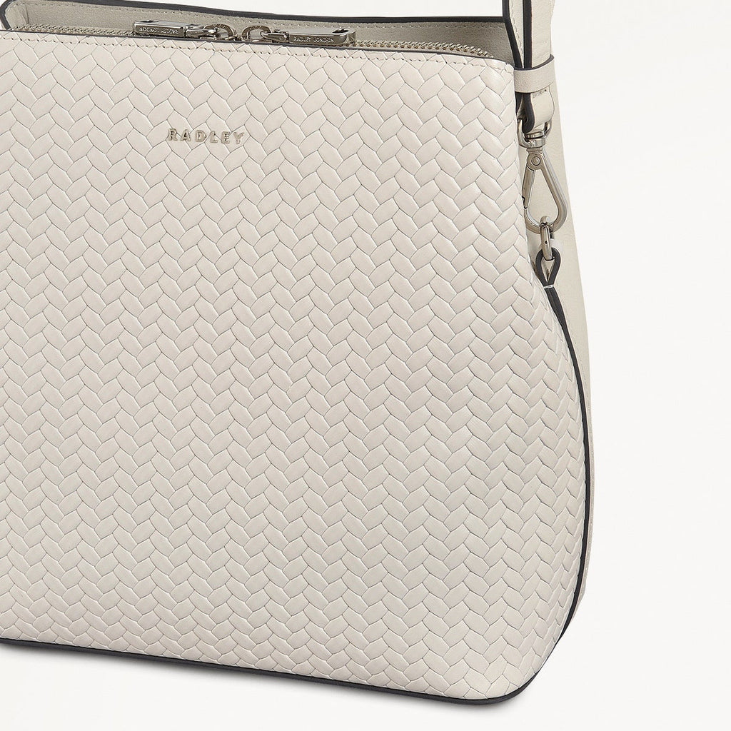 Dukes Place Leather Medium Compartment Cross Body Bag in Chalk - 110674