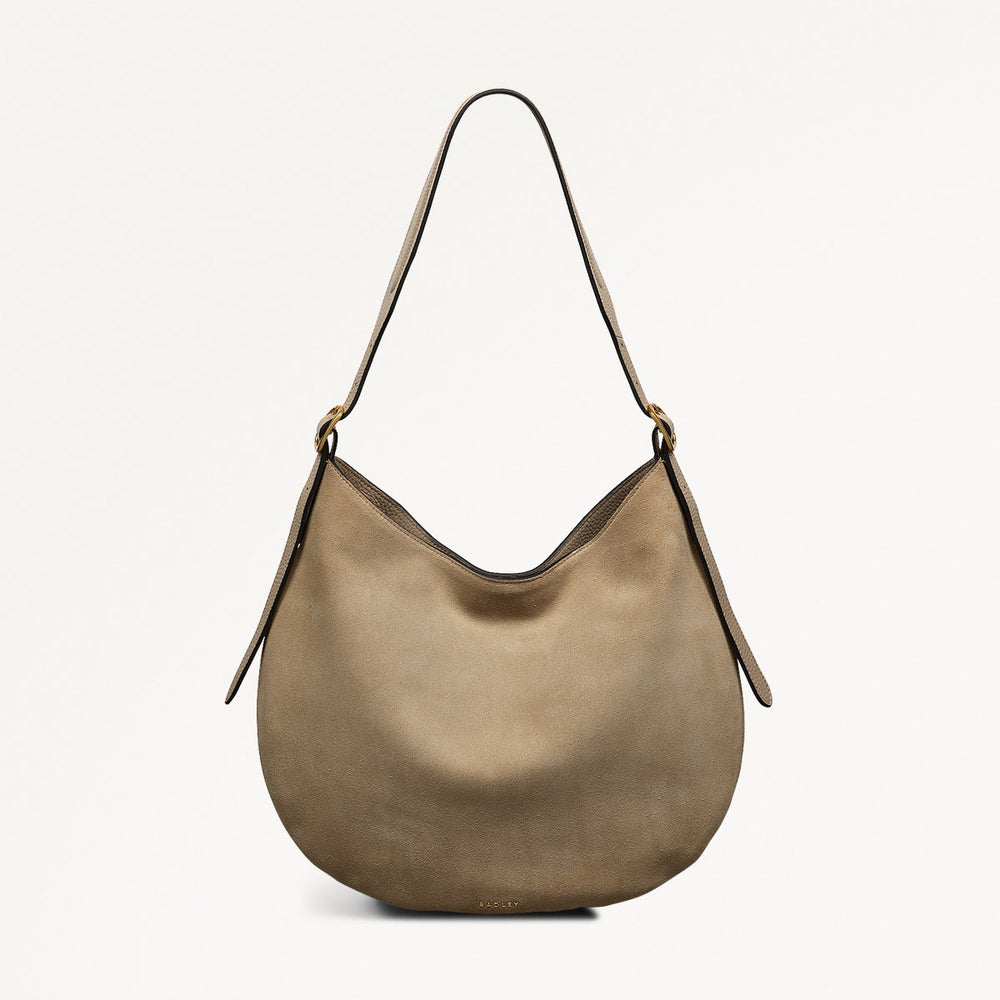 Kensington Place Leather Large Open Top Shoulder Bag in Stone - 110678