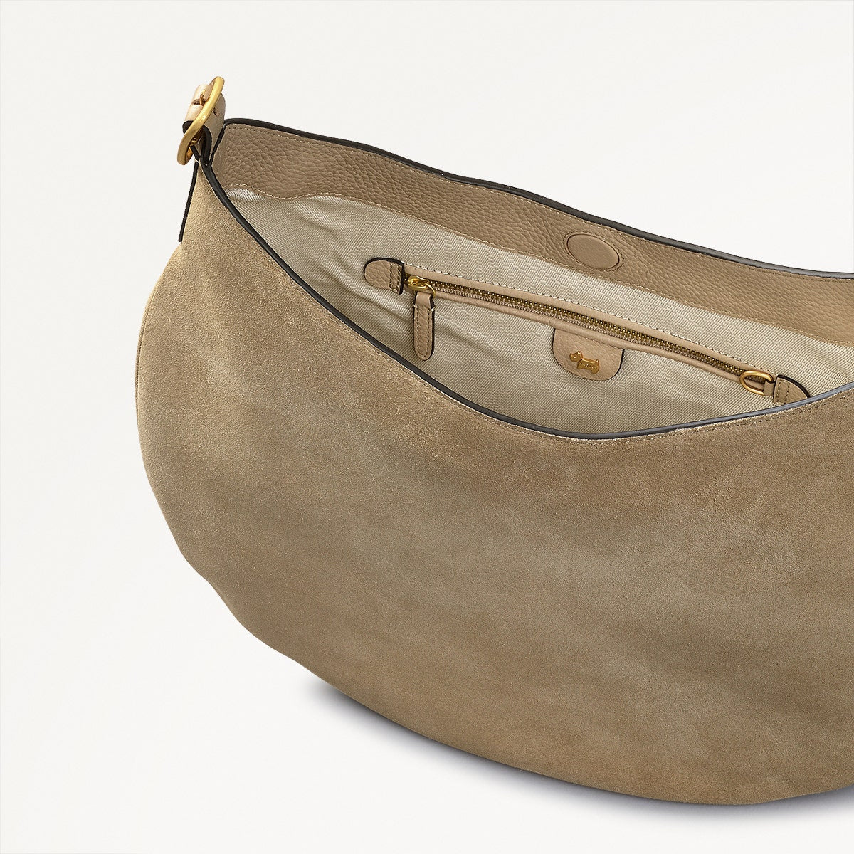 Kensington Place Leather Large Open Top Shoulder Bag in Stone - 110678