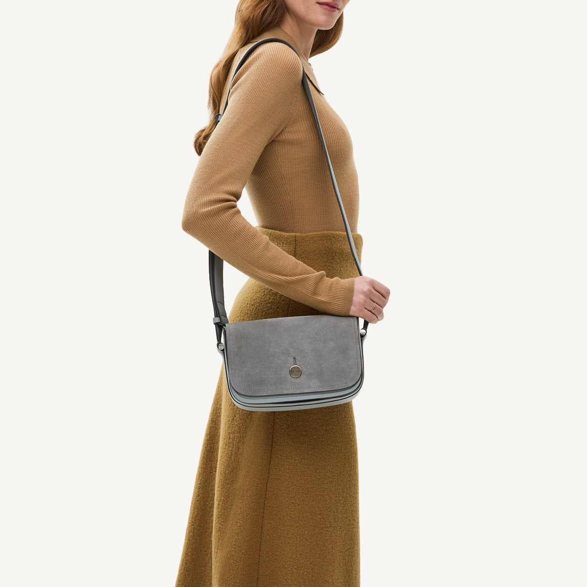 Bathurst Mews Leather Medium Flapover Cross Body Bag in Artichoke - 110682