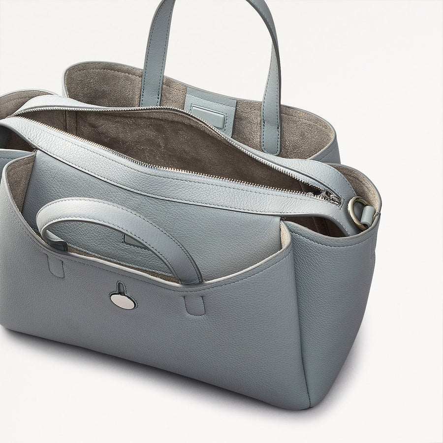 Bathurst Mews Leather Medium Ziptop Grab Bag in Artichoke - 110683