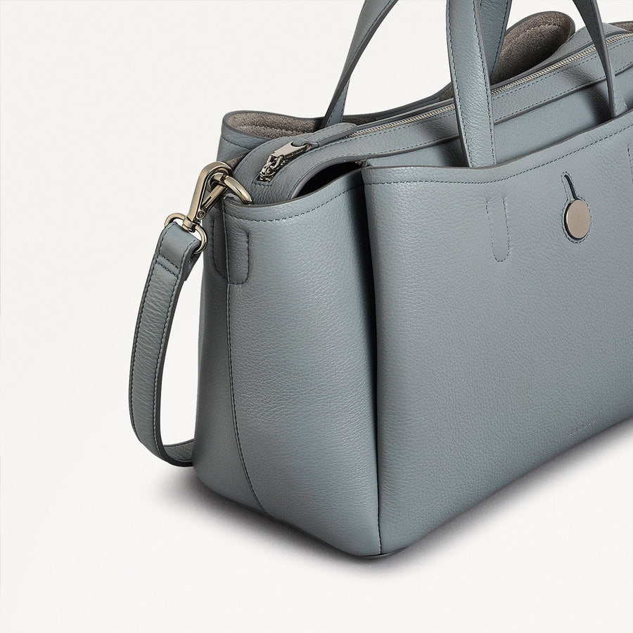 Bathurst Mews Leather Medium Ziptop Grab Bag in Artichoke - 110683