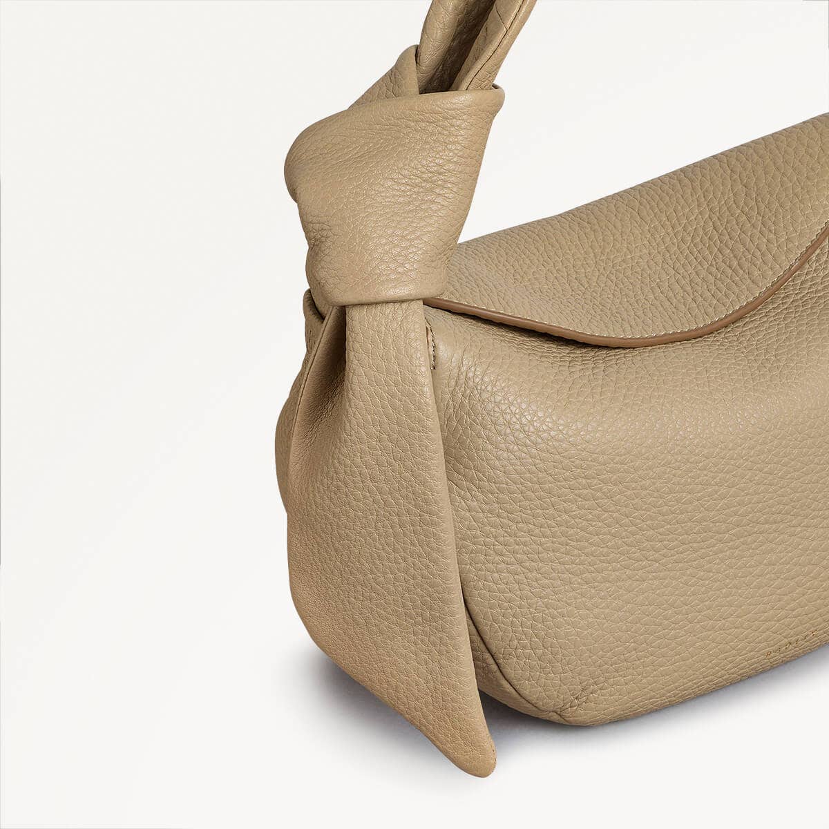 The Grove Leather Small Flapover Grab Bag in Stone - 110684