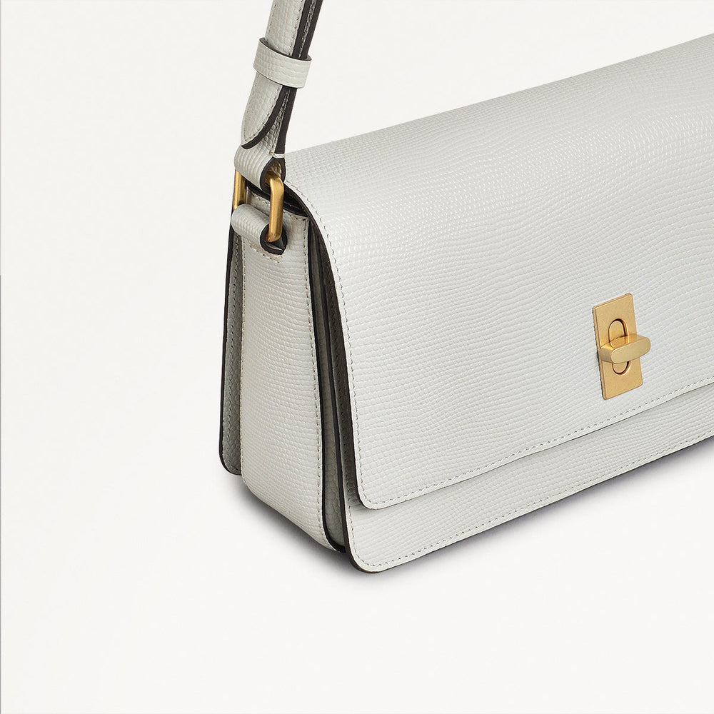 Threadneedle Street Leather Small Flapover Crossbody Bag in Mist - 110686