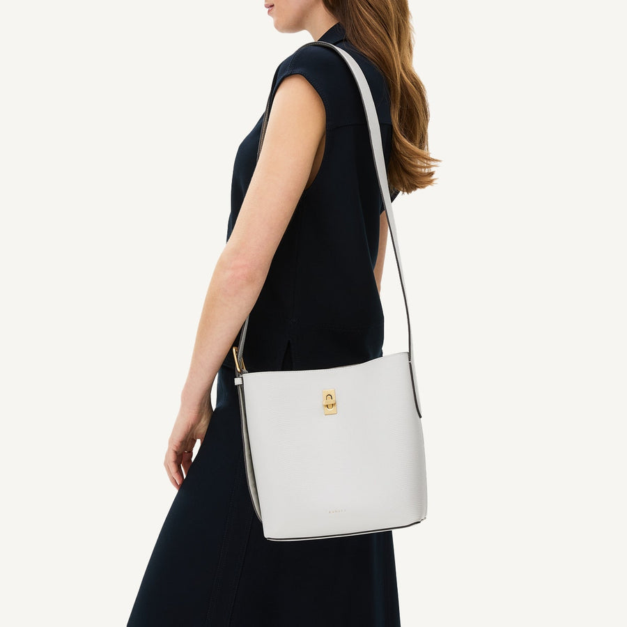 Threadneedle Street Leather Medium Open Top Crossbody Bag in Mist - 110688