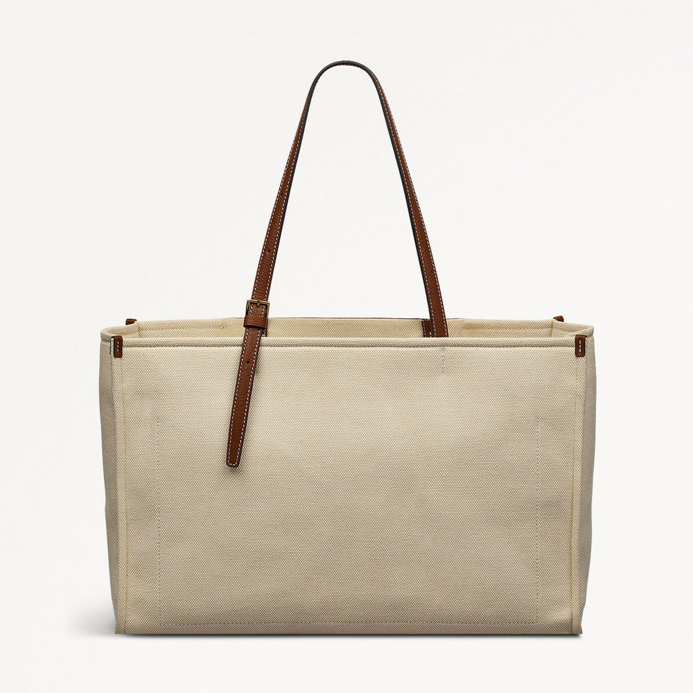 The Burlington Fabric Large Ziptop Tote Bag in Natural - 110690