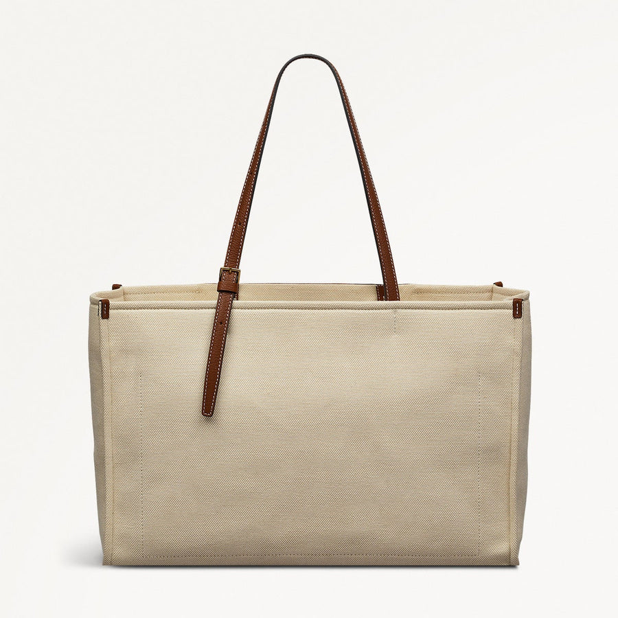 The Burlington Fabric Large Ziptop Tote Bag in Natural - 110690