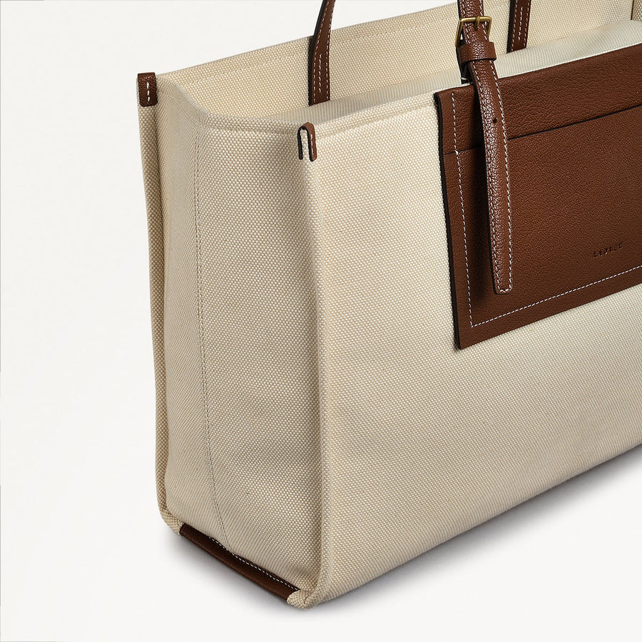 The Burlington Fabric Large Ziptop Tote Bag in Natural - 110690