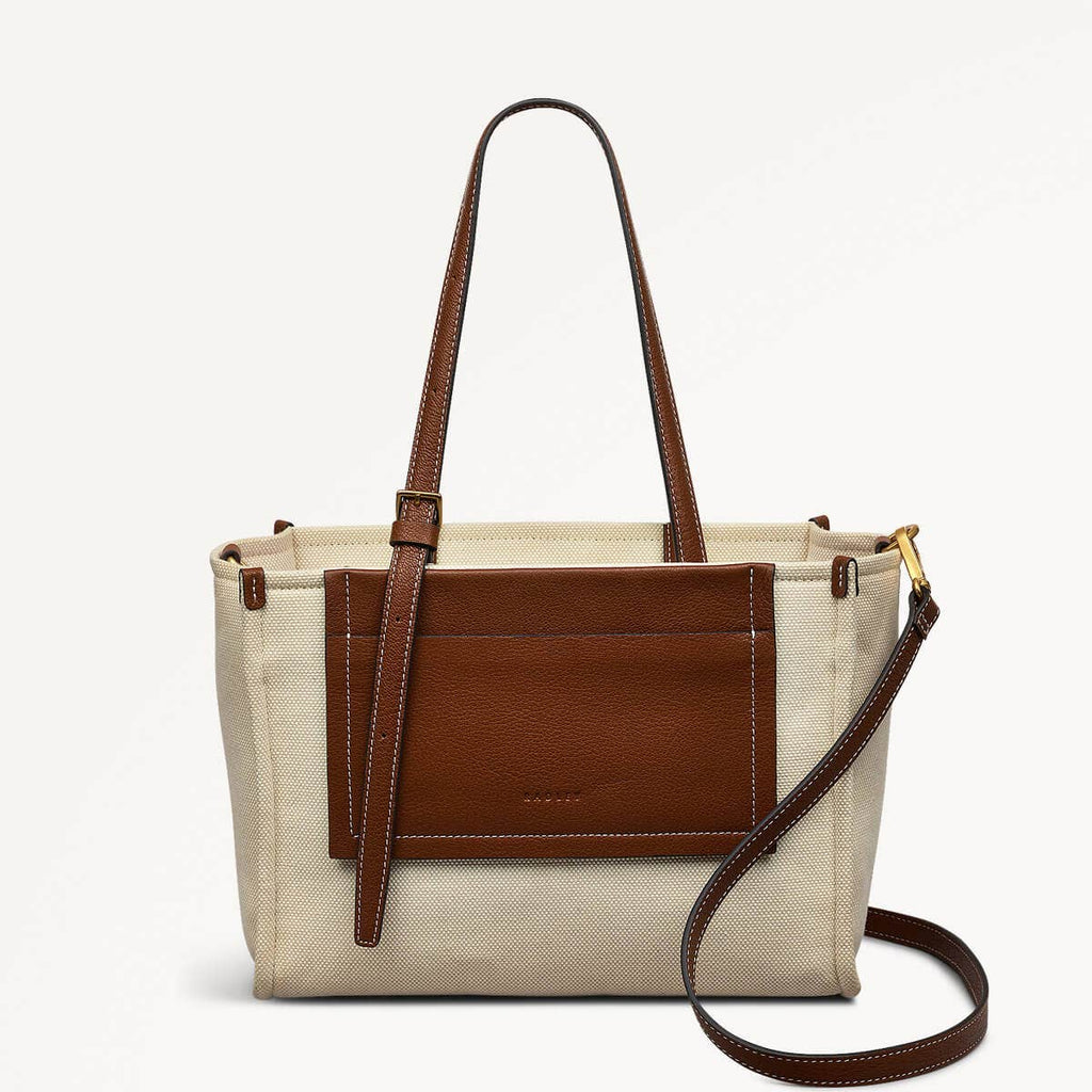 The Burlington Fabric Medium Ziptop Grab Bag in Natural - 110691