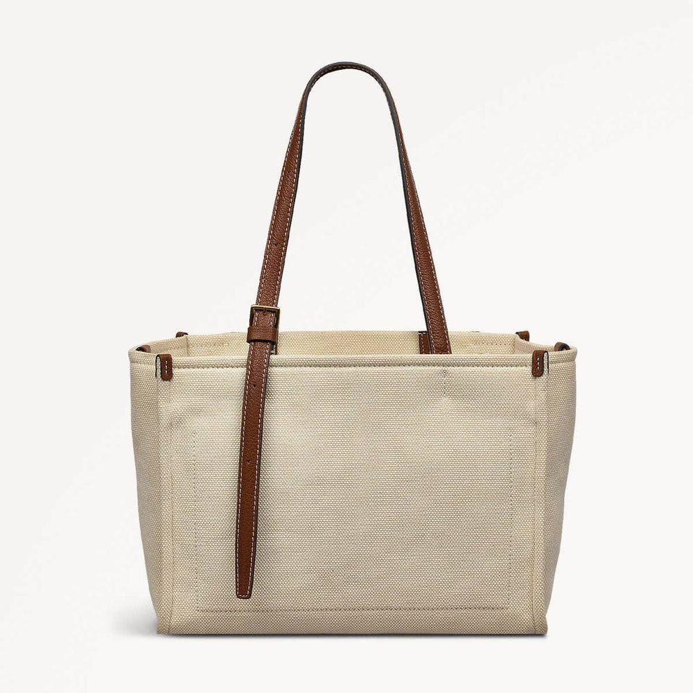 The Burlington Fabric Medium Ziptop Grab Bag in Natural - 110691