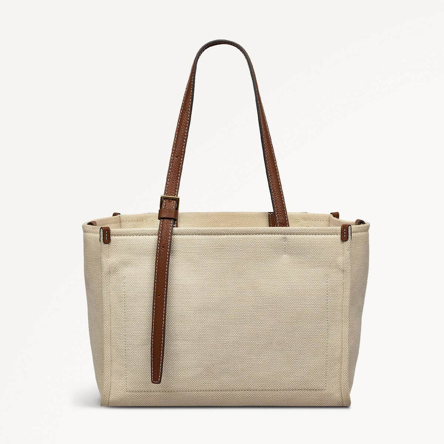 The Burlington Fabric Medium Ziptop Grab Bag in Natural - 110691